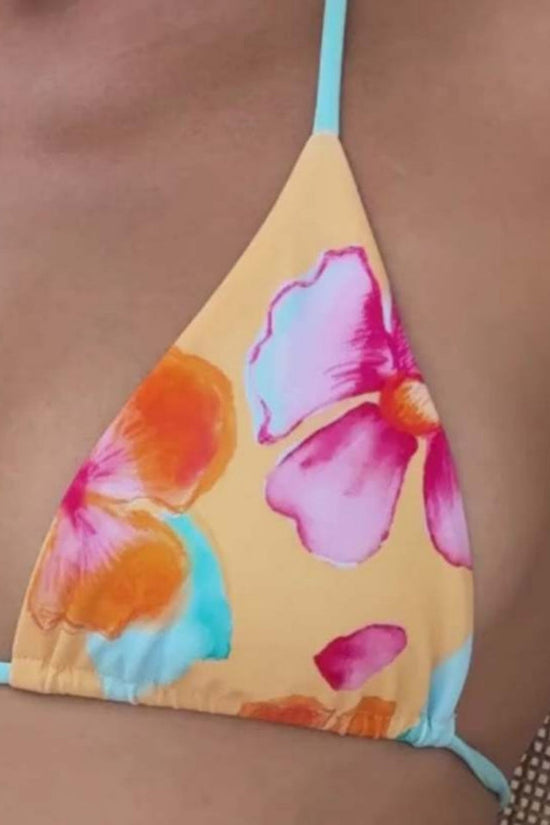 Women's Fashionable Floral Print Halter Bikini Swimsuit