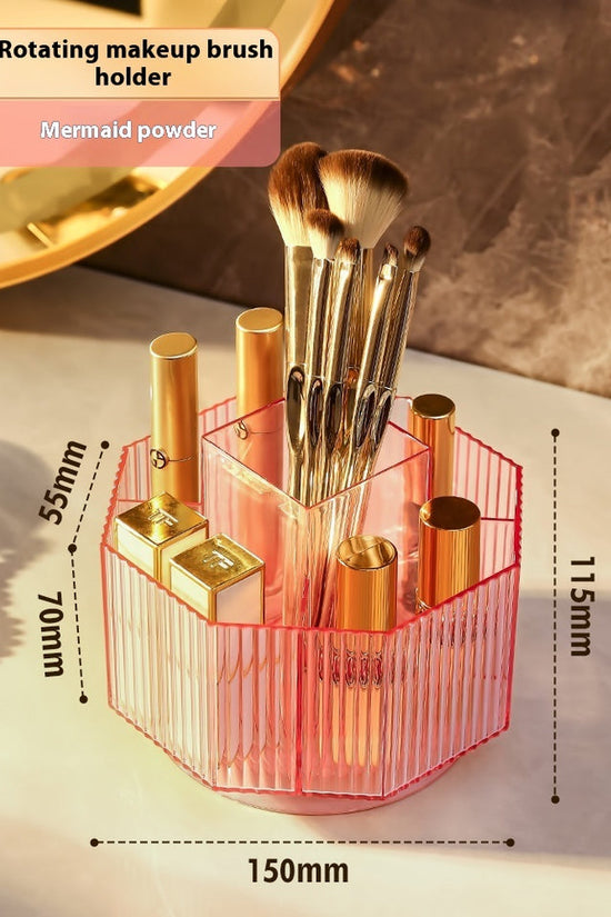 Desktop Grid Rotating Cosmetic Brush Storage Container