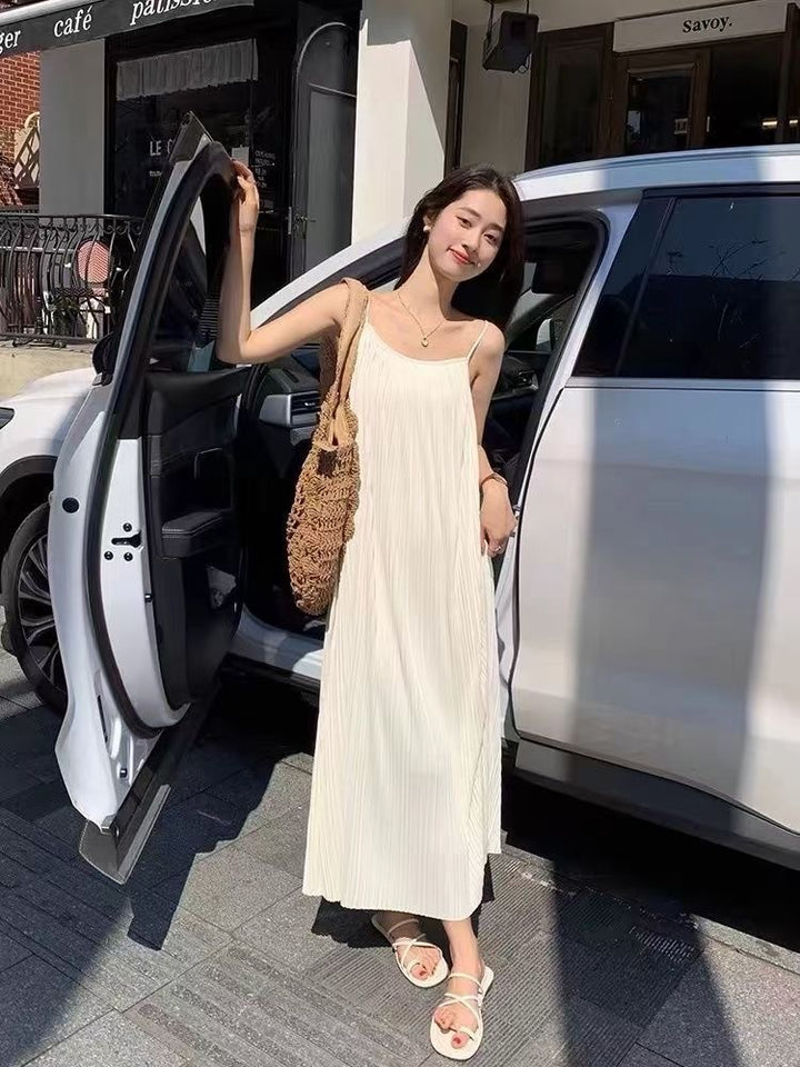 Draping Slim Fit All-match Pleated Dress