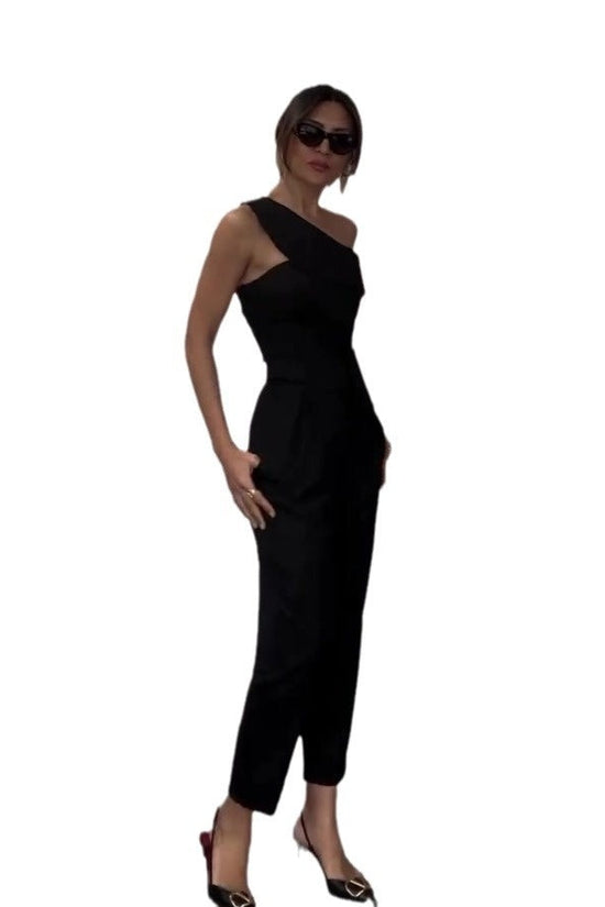 Hot Girl Diagonal Collar Halter Slim Fit Suit