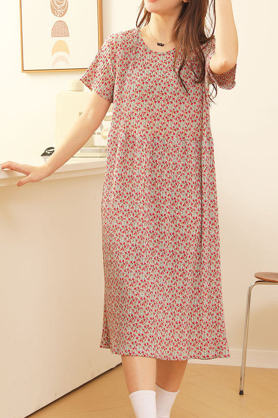 Comfortable Nightdress Women's Short Sleeve Floral Slimming Dress