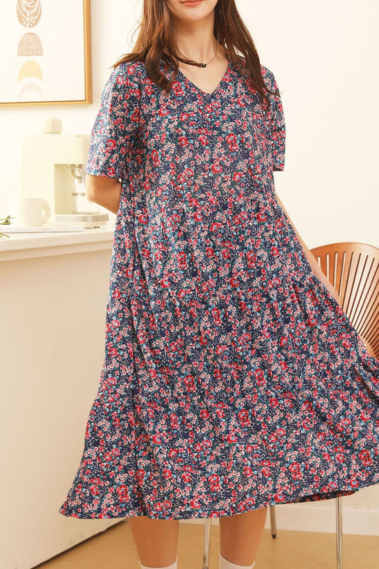 Comfortable Nightdress Women's Short Sleeve Floral Slimming Dress