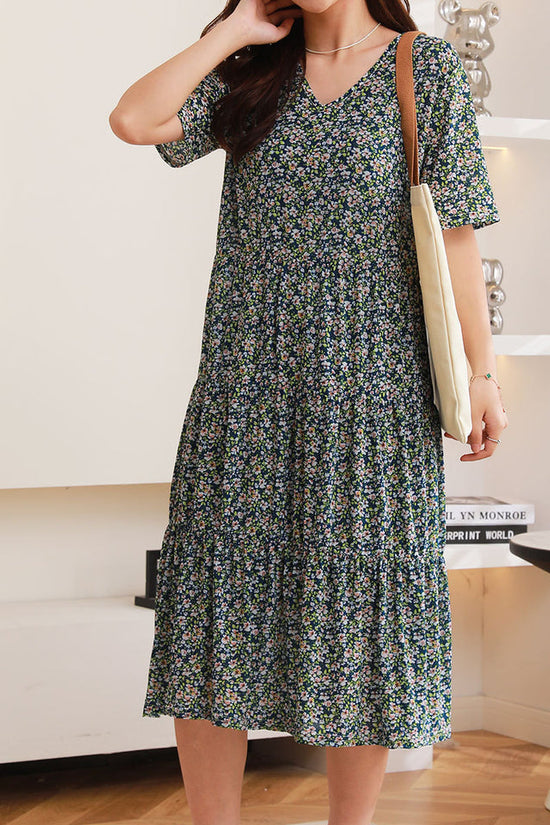 Comfortable Nightdress Women's Short Sleeve Floral Slimming Dress