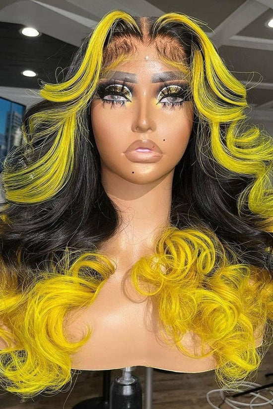 Gradient Orange Yellow Blue And Green Real Hair Headgear