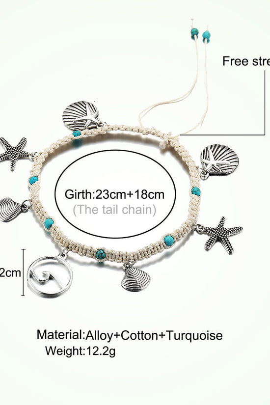 Simplicity Anklets Green Blue Color Star Fish Anklet Women Beach Foot Jewelry Leg Chain Ankle Bracelets Foot Accessory