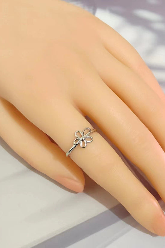 Thai Silver Sweet And Simple Hollow Silver Small Flower Open Index Finger Ring