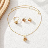 Twisted Bends And Hitches Creative Knotted Necklace Ear Stud Ring Jewelry Suit