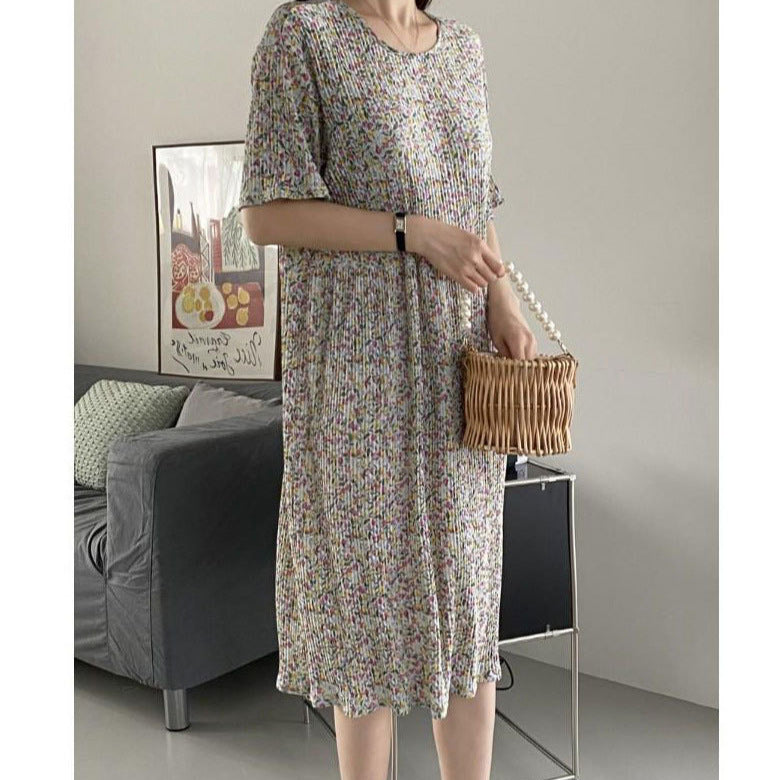 Comfortable Nightdress Women's Short Sleeve Floral Slimming Dress