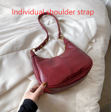 Underarm Bag Oil Wax Leather Trendy Texture One-shoulder Crossboby Bag Women's Bag