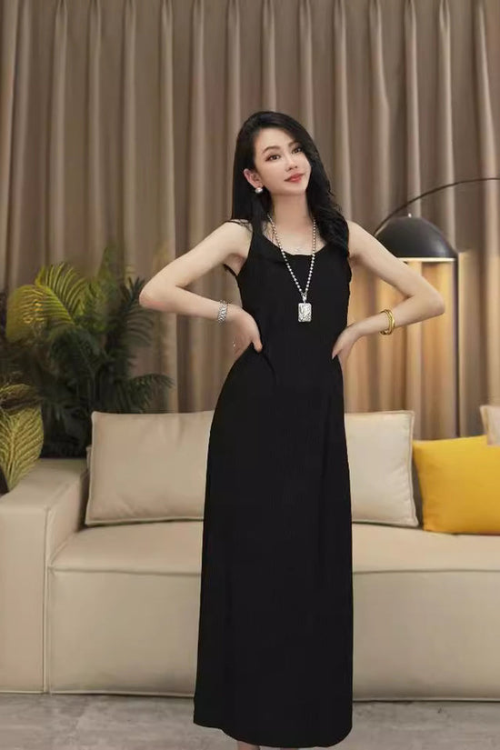 Draping Slim Fit All-match Pleated Dress