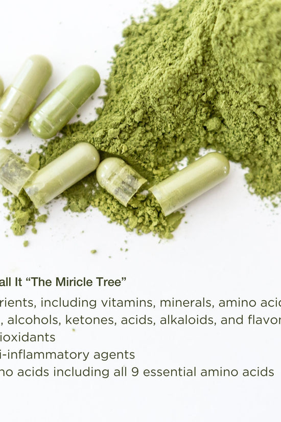 Premium Organic Moringa leaf Powder Supplements in Vegan Capsules 120ct in a Glass Jar. Non-GMO, Complete Green Superfood
