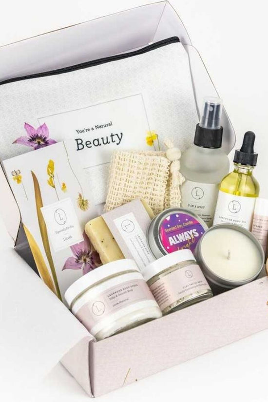 Spa Gift Box, Natural Lavender Bath & Body Relaxing Package for Friend
